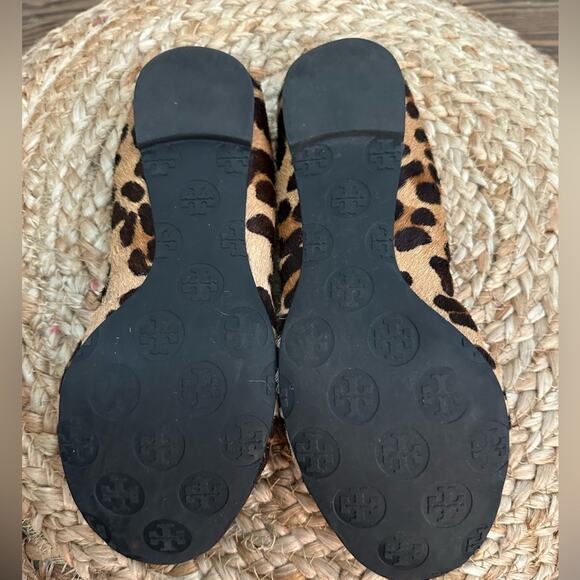 Tory Burch Abbey Leopard Print Calf Hair Patent Cap Toe Ballet Flats Size 7 M - Picture 7 of 15
